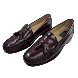 G H Bass Brubeck Tassel Penny Loafers Men Size 9.5 Burgundy Leather